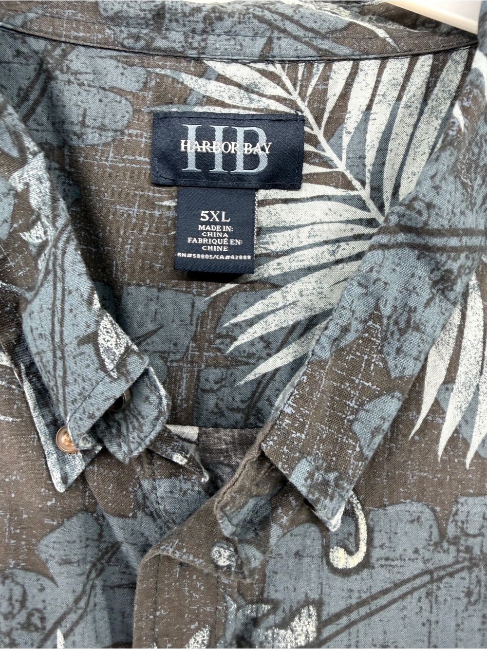 Harbor Bay Blue and Gray Tropical Button-Down Shirt - Picture 4 of 11
